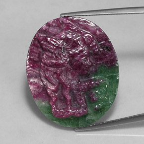 Rubi-zoisita multicolorido natural 30,46ct, forma extravagante, opaco