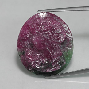 Rubi-zoisita multicolorido natural 32,60ct, forma extravagante, opaco