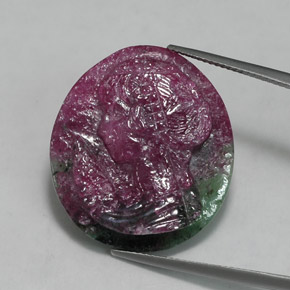 Rubi-zoisita multicolorido natural 32,60ct, forma extravagante, opaco