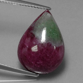 Rubi-zoisita multicolorido natural 14,55ct, formato de pêra, opaco