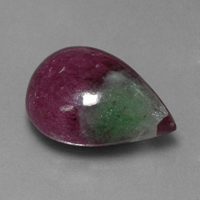 Rubi-zoisita multicolorido natural 14,55ct, formato de pêra, opaco