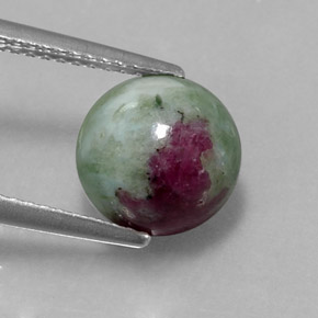 Rubi-zoisita multicolorido natural 3,91ct, corte redondo, opaco