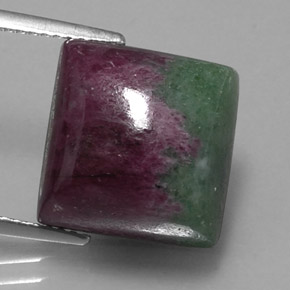 Rubi-zoisita multicolorido natural 20,27ct, quadrado, opaco