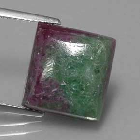 Rubi-zoisita multicolorido natural 9,16ct, quadrado, opaco