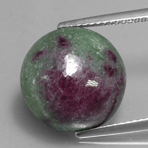 Rubi-zoisita multicolorido natural 12,41ct, corte redondo, opaco