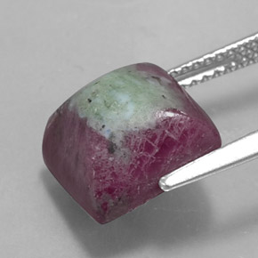 Rubi-zoisita multicolorido natural 7,66ct, quadrado, opaco