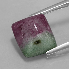 Rubi-zoisita multicolorido natural 5,41ct, quadrado, opaco