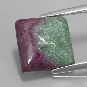 Rubi-zoisita multicolorido natural 5,70ct, quadrado, opaco