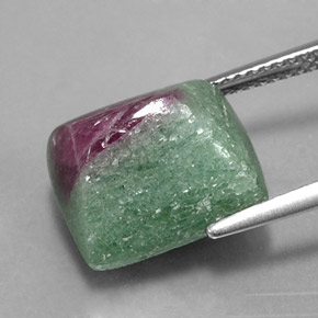 Rubi-zoisita multicolorido natural 11,45ct, baguete, opaco