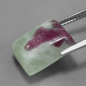 Rubi-zoisita multicolorido natural 9,96ct, baguete, opaco