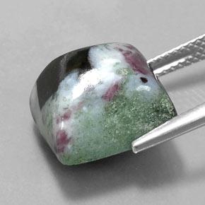 Rubi-zoisita multicolorido natural 14,96ct, quadrado, opaco