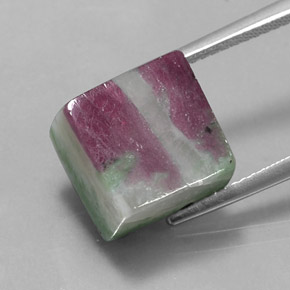 Rubi-zoisita multicolorido natural 11,56ct, quadrado, opaco