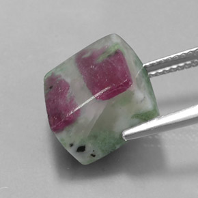Rubi-zoisita multicolorido natural 11,56ct, quadrado, opaco