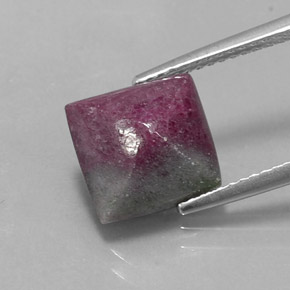 Rubi-zoisita multicolorido natural 5,24ct, quadrado, opaco