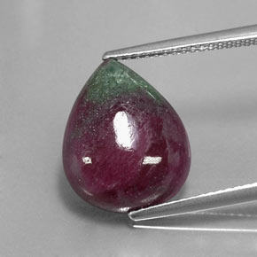 Rubi-zoisita multicolorido natural 9,65ct, formato de pêra, opaco
