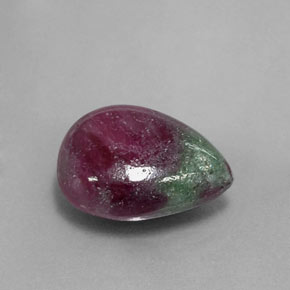 Rubi-zoisita multicolorido natural 9,65ct, formato de pêra, opaco