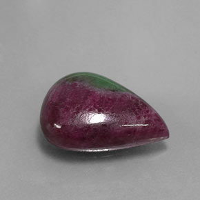 Rubi-zoisita multicolorido natural 10,24ct, formato de pêra, opaco