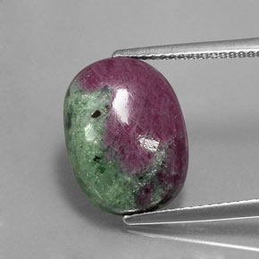 Rubi-zoisita multicolorido natural 9,17ct, corte oval, opaco