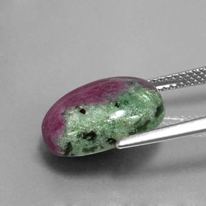 Rubi-zoisita multicolorido natural 9,17ct, corte oval, opaco
