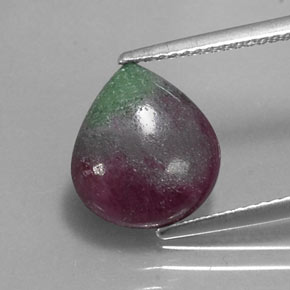 Rubi-Zoisite Multicolorido Natural 5.21ct, Formato de pêra, Opaco