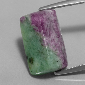 Rubi-zoisita multicolorido natural 9,36ct, baguete, opaco