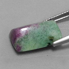 Rubi-zoisita multicolorido natural 9,36ct, baguete, opaco