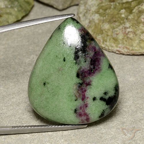 40.42ct Natural Multicolorido Rubi-Zoisite, Formato de pêra, Opaco