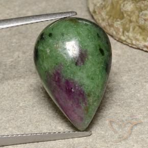 Rubi-Zoisite Multicolorido Natural 15.77ct, Formato de pêra, Opaco