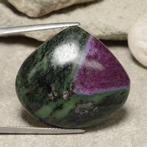 Rubi-zoisita multicolorido natural 56,65ct, formato de pêra, opaco
