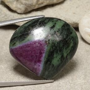 Rubi-zoisita multicolorido natural 56,65ct, formato de pêra, opaco