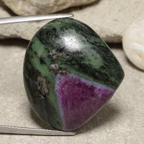Rubi-zoisita multicolorido natural 56,65ct, formato de pêra, opaco