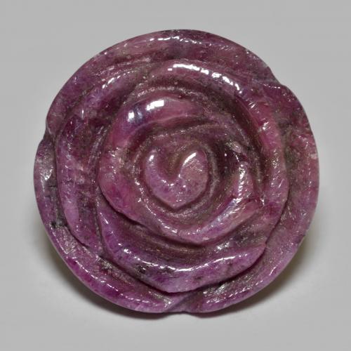 Rubi-zoisita roxo natural 32,56ct, corte flor, opaco
