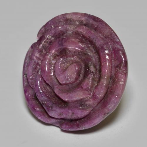 Rubi-zoisita roxo natural 32,56ct, corte flor, opaco