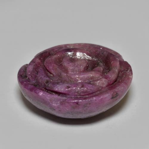 Rubi-zoisita roxo natural 32,56ct, corte flor, opaco