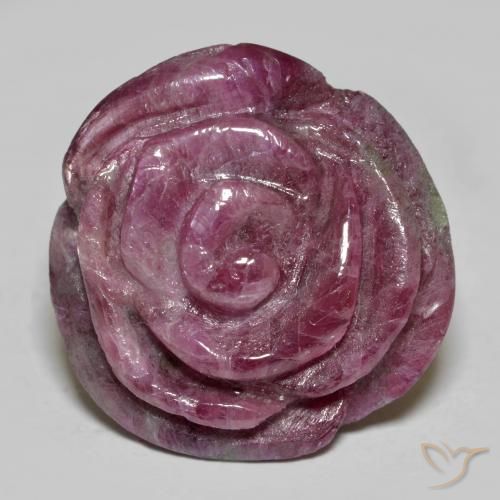 29.99ct Natural roxo avermelhado Rubi-Zoisite, Flor cortada, Opaco