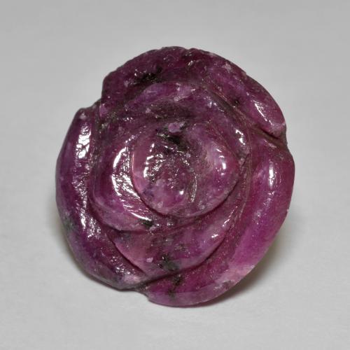 Rubi-zoisita roxo natural 13,40ct, corte flor, opaco