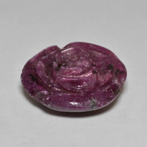 Rubi-zoisita roxo natural 13,40ct, corte flor, opaco