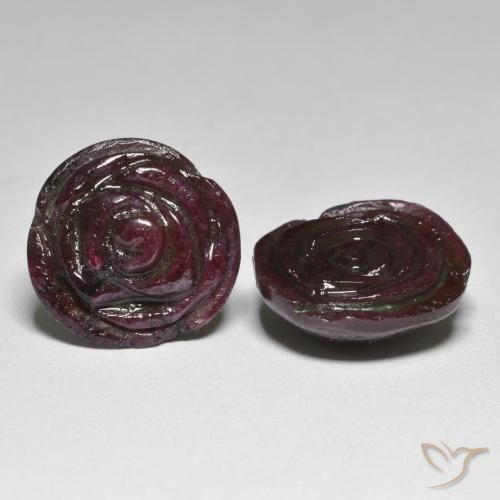 Pedras preciosas de Rubi-Zoisite vermelho mogno natural de 26.55 ct, Flor cortada, Opaco