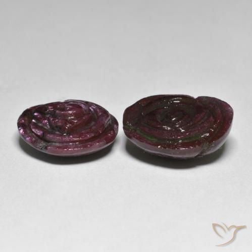 Pedras preciosas de Rubi-Zoisite vermelho mogno natural de 26.55 ct, Flor cortada, Opaco