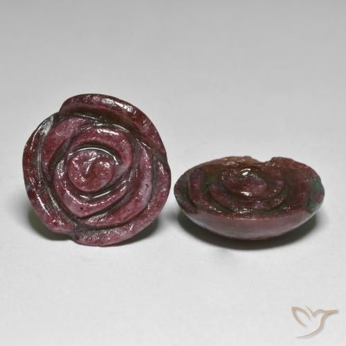 Pedras preciosas de Rubi-Zoisite Vermelho escuro natural de 30.21 ct, Flor cortada, Opaco