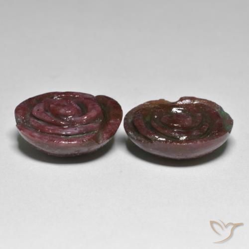 Pedras preciosas de Rubi-Zoisite Vermelho escuro natural de 30.21 ct, Flor cortada, Opaco