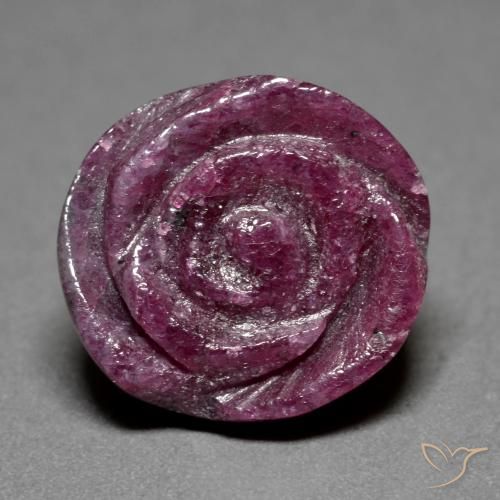 Rubi-Zoisite Roxo médio-escuro Natural 16.43ct, Flor cortada, Opaco