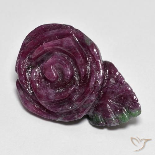 30.44ct Natural Multicolorido Rubi-Zoisite, Flor cortada, Opaco