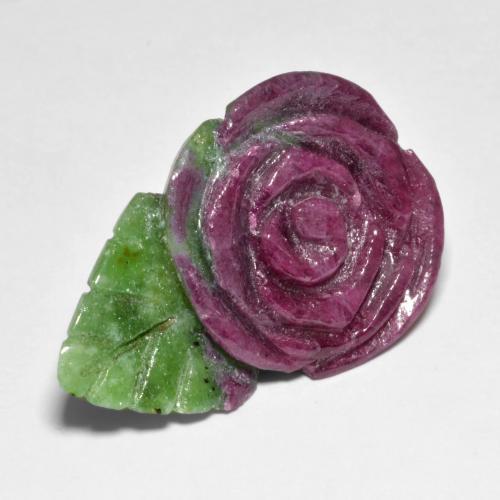 Rubi-zoisita multicolorido natural 37,58ct, corte flor, opaco
