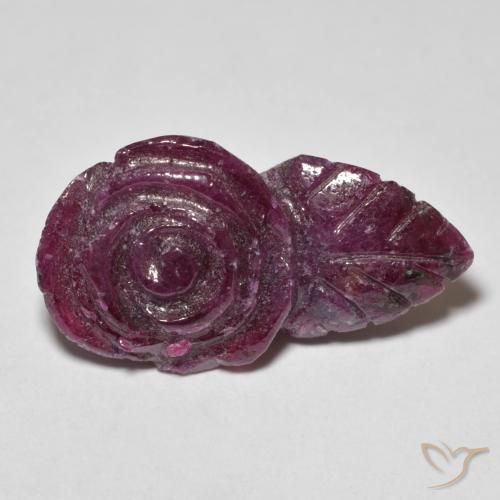 Rubi-Zoisite Magenta-rosa escuro Natural 15.93ct, Flor cortada, Opaco