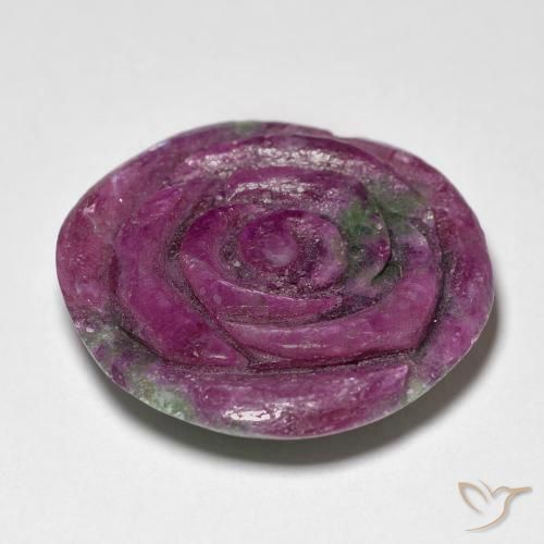 Rubi-Zoisite Vinho vermelho Natural 28.73ct, Flor cortada, Opaco