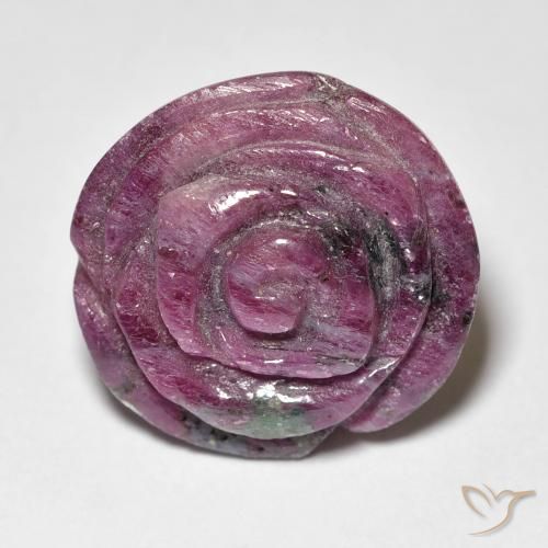 24.87ct Natural roxo avermelhado Rubi-Zoisite, Flor cortada, Opaco