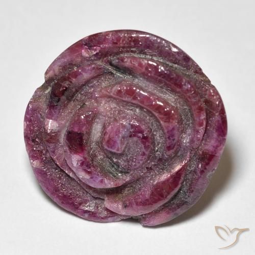 19.73ct Natural roxo avermelhado Rubi-Zoisite, Flor cortada, Opaco