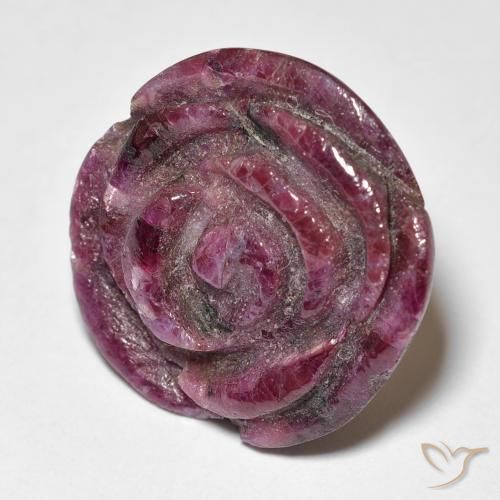 Rubi-Zoisite roxo avermelhado Natural 19.73ct, Flor cortada, Opaco