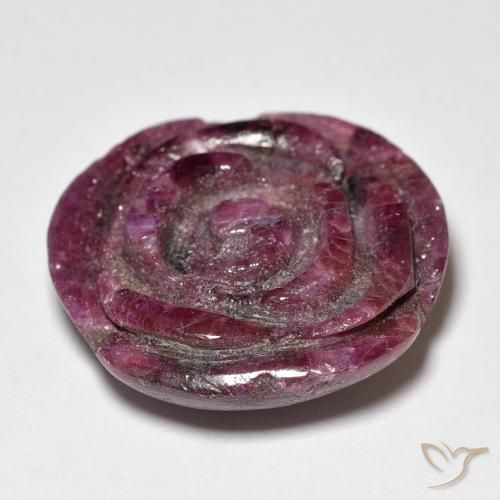 Rubi-Zoisite roxo avermelhado Natural 19.73ct, Flor cortada, Opaco